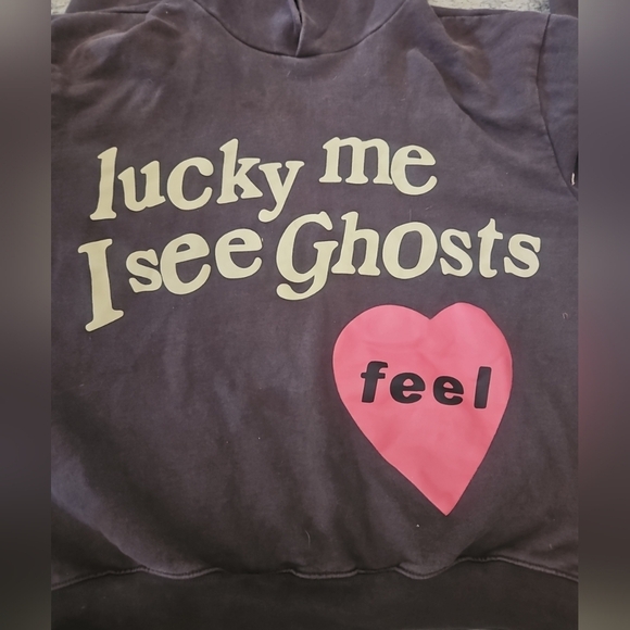 Doncare Mens Gray Lucky I See Ghosts Kids See Ghosts West Rapper Hoodie L - Picture 6 of 11